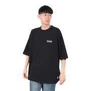 (メンズ)ドローコード付ヘビーウェイト ワンポイントロゴ 半袖Tシャツ 25580003-BLK