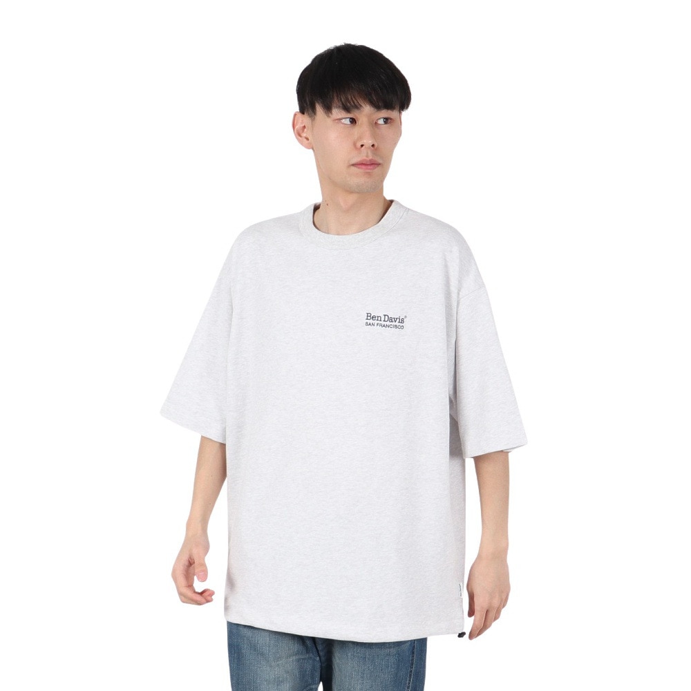ベンデイビス（BEN DAVIS）（メンズ）ドローコード付ヘビーウェイト ワンポイントロゴ 半袖Tシャツ 25580003-LGRY