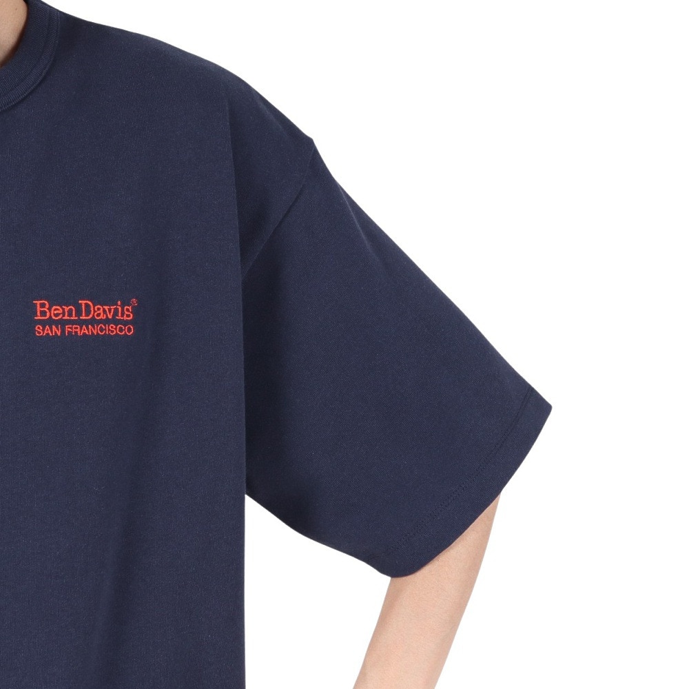 ベンデイビス（BEN DAVIS）（メンズ）ドローコード付ヘビーウェイト ワンポイントロゴ 半袖Tシャツ 25580003-NVY