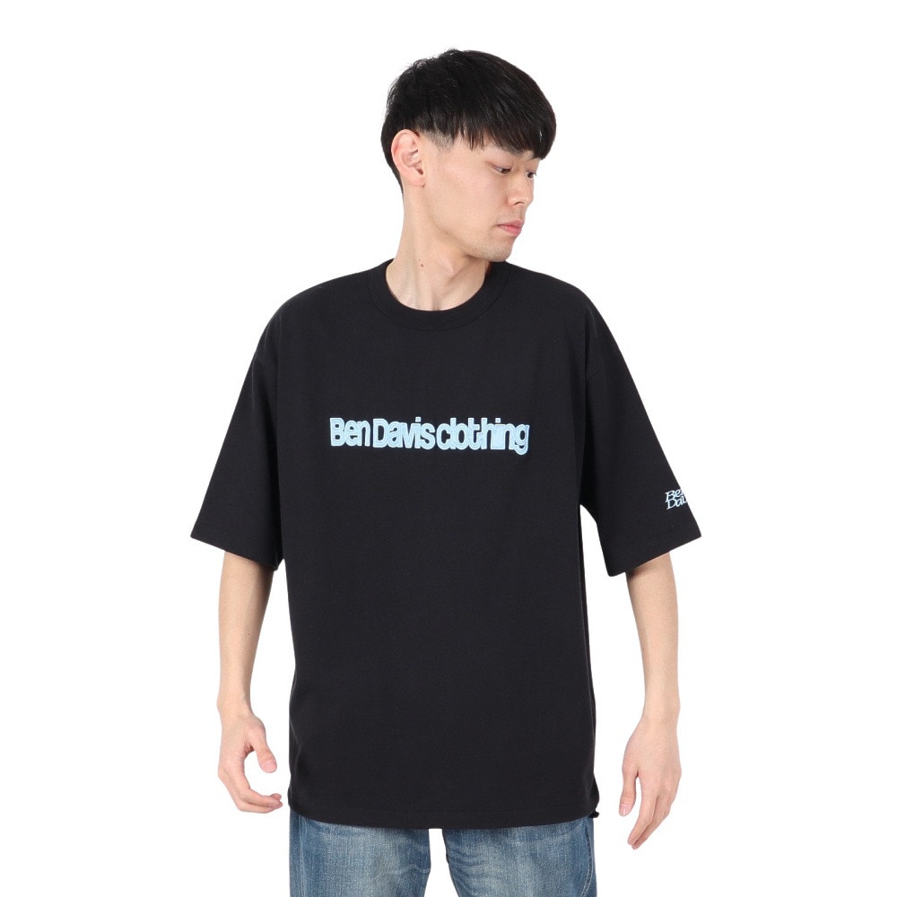 ベンデイビス（BEN DAVIS）（メンズ）ドローコード付ヘビーウェイト 胸ロゴ 半袖Tシャツ 25580004-BLK