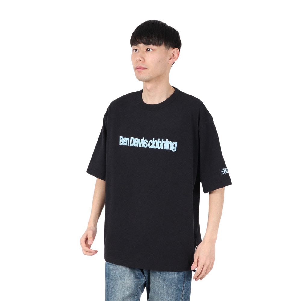 ベンデイビス（BEN DAVIS）（メンズ）ドローコード付ヘビーウェイト 胸ロゴ 半袖Tシャツ 25580004-BLK