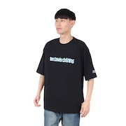 (メンズ)ドローコード付ヘビーウェイト 胸ロゴ 半袖Tシャツ 25580004-BLK