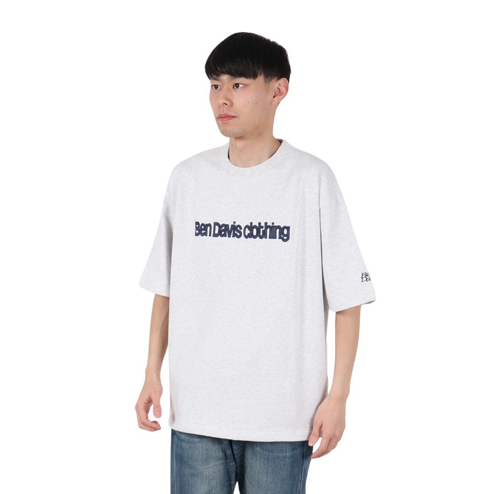 ベンデイビス（BEN DAVIS）（メンズ）ドローコード付ヘビーウェイト 胸ロゴ 半袖Tシャツ 25580004-LGRY