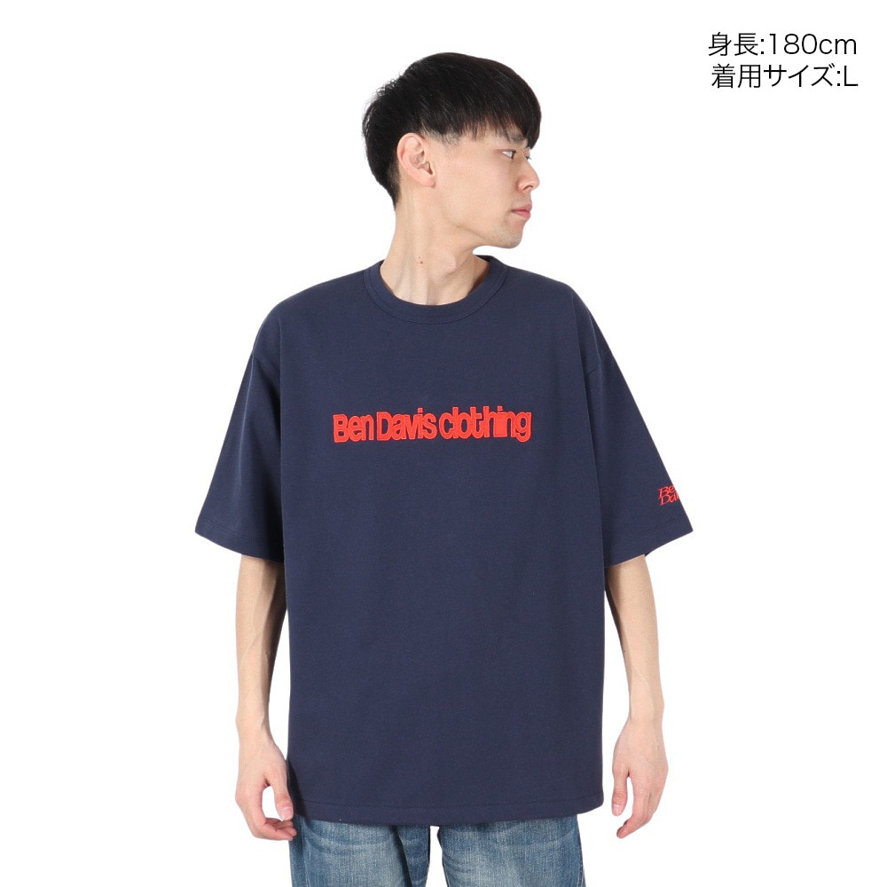ベンデイビス（BEN DAVIS）（メンズ）ドローコード付 ヘビーウェイト 半袖Tシャツ 胸ロゴ 25580004-NVY