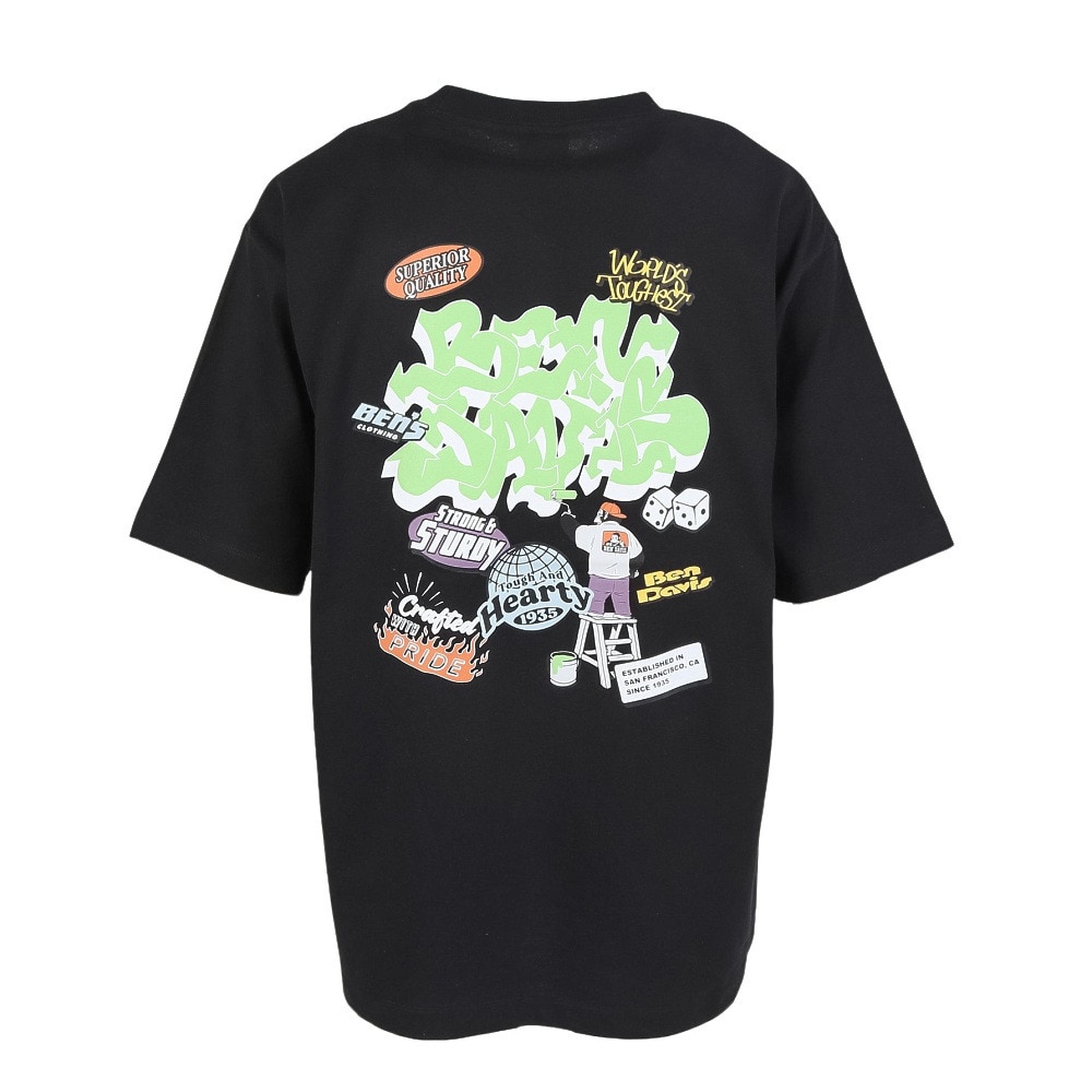 ベンデイビス（BEN DAVIS）（メンズ）オーバーラップ半袖Tシャツ 25580018-BLK