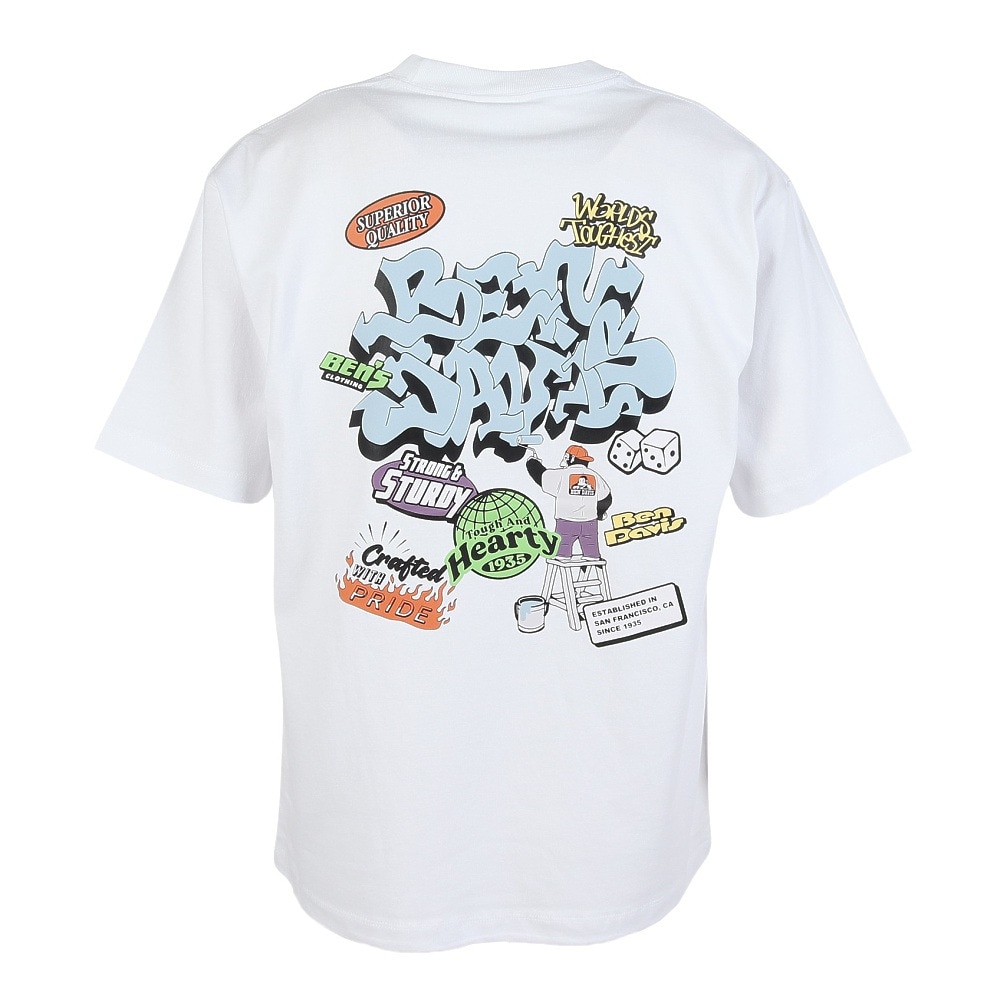 ベンデイビス（BEN DAVIS）（メンズ）オーバーラップ半袖Tシャツ 25580018-WHT