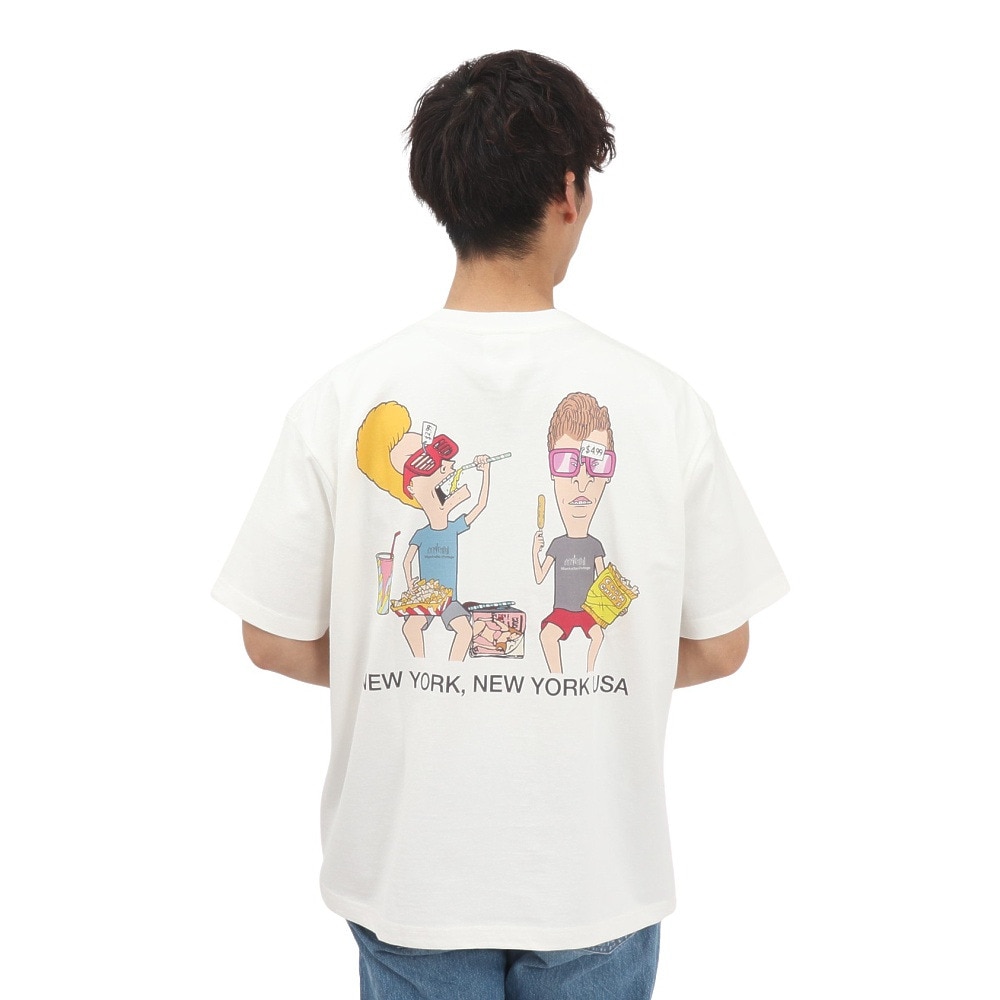 マンハッタンポーテージ（ManhattanPortage）（メンズ）半袖 プリントTシャツ BEAVIS AND BUTT-HEAD 25SS-MP-M617 WHITE