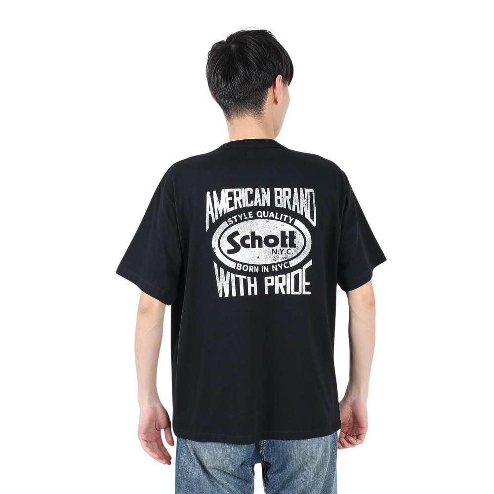 ショット（Schott）（メンズ）アメリカンブランド ウィズ プライド 半袖Tシャツ 782-5134015 BLACK