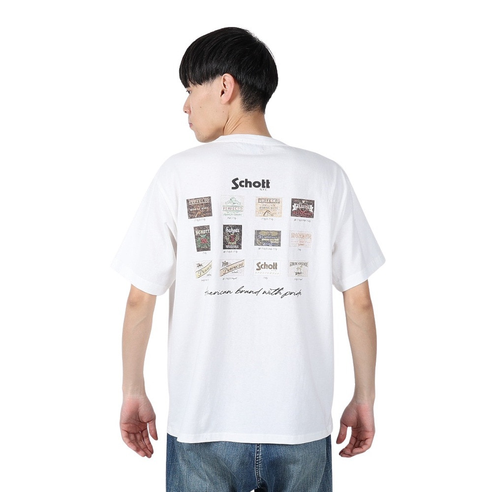 ショット（Schott）（メンズ）アーカイブタグ Tシャツ 782-5134021 WHITE