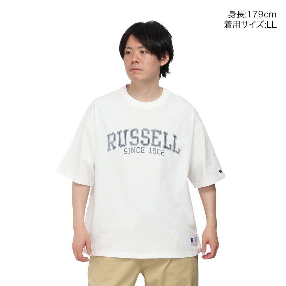 ラッセル（RUSSELL）（メンズ）アーチロゴ 半袖Tシャツ RBM25S0005 WHT
