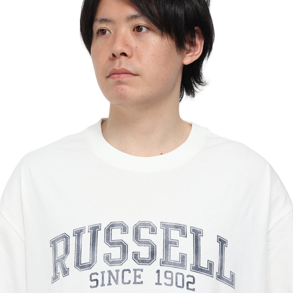 ラッセル（RUSSELL）（メンズ）アーチロゴ 半袖Tシャツ RBM25S0005 WHT