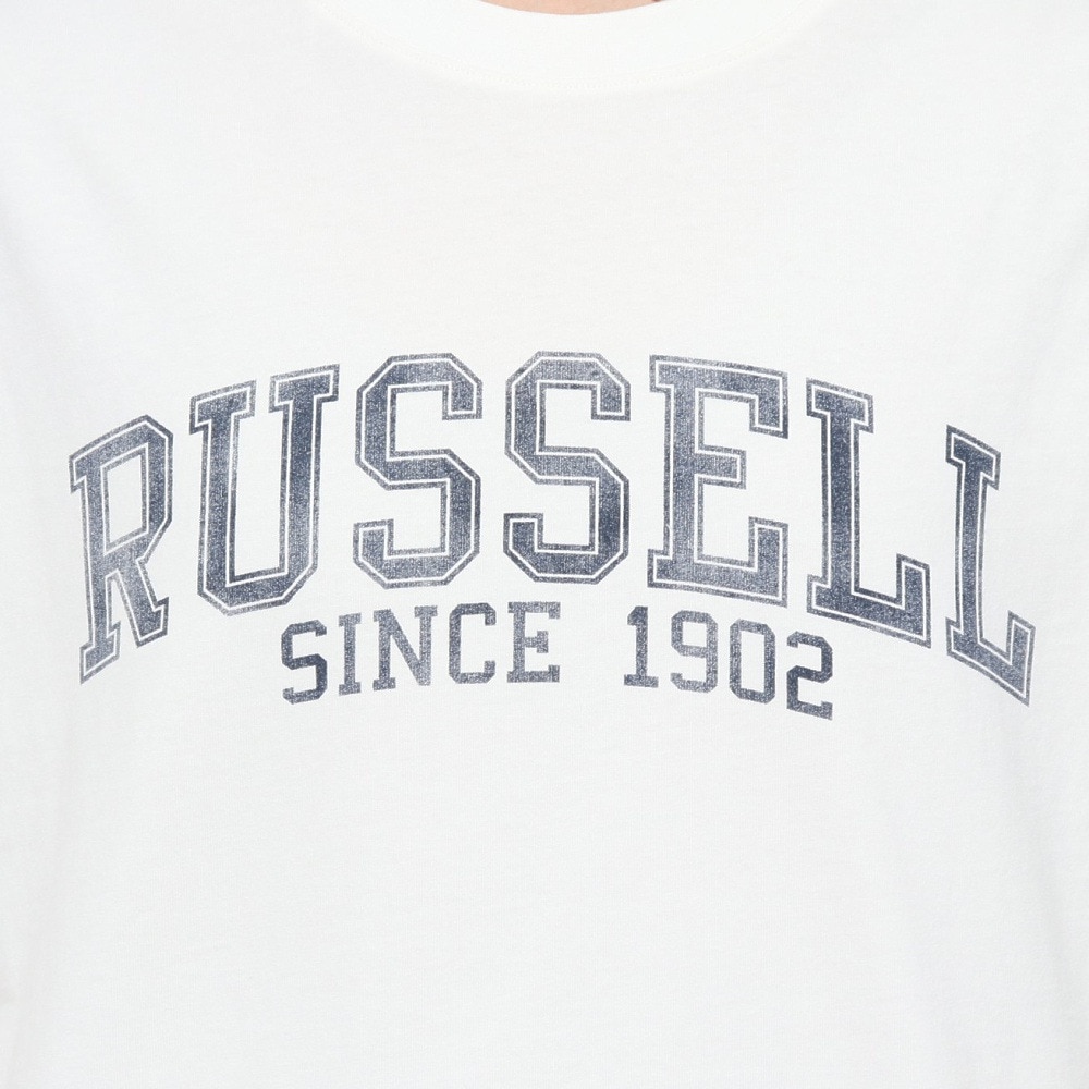 ラッセル（RUSSELL）（メンズ）アーチロゴ 半袖Tシャツ RBM25S0005 WHT