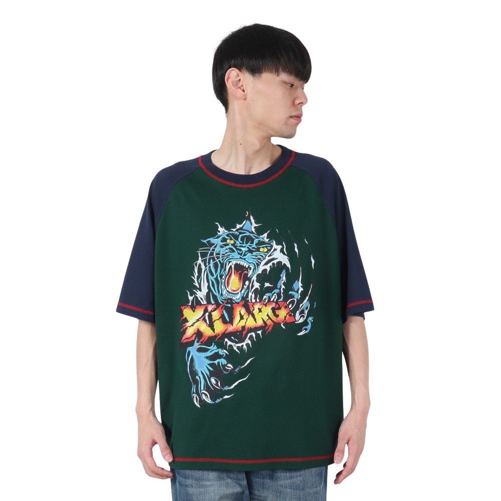 エクストララージ（XLARGE）（メンズ）PANTHER CLAWS ラグラン 半袖Tシャツ 101252011019-NAVY