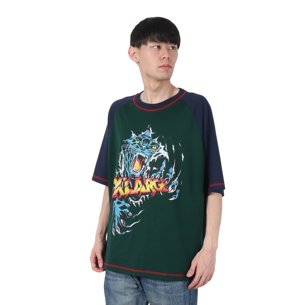 エクストララージ（XLARGE）（メンズ）PANTHER CLAWS ラグラン 半袖Tシャツ 101252011019-NAVY