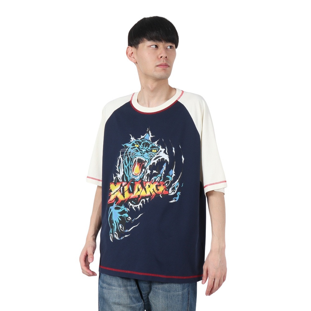 エクストララージ（XLARGE）（メンズ）PANTHER CLAWS ラグラン 半袖Tシャツ 101252011019-WHITE