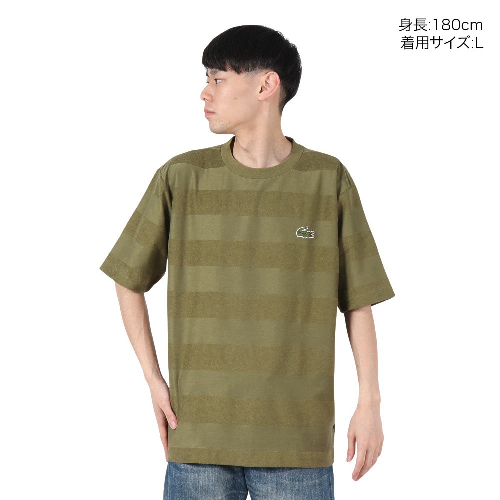 ラコステ（LACOSTE）（メンズ）パイル地切り替え同色ボーダーTシャツ TH048J-99BMY