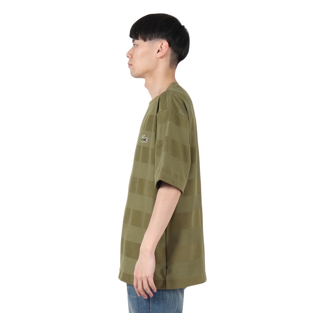 ラコステ（LACOSTE）（メンズ）パイル地切り替え同色ボーダーTシャツ TH048J-99BMY