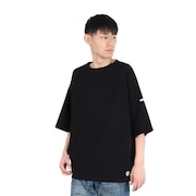 (メンズ)ワイド BODY ボートネック Tシャツ B273 BLACK