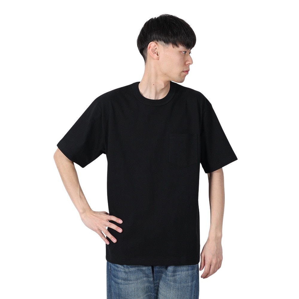 ヘルスニット（Healthknit）（メンズ）マックスウェイト クルーネック 半袖ポケットTシャツ 51021 BLK
