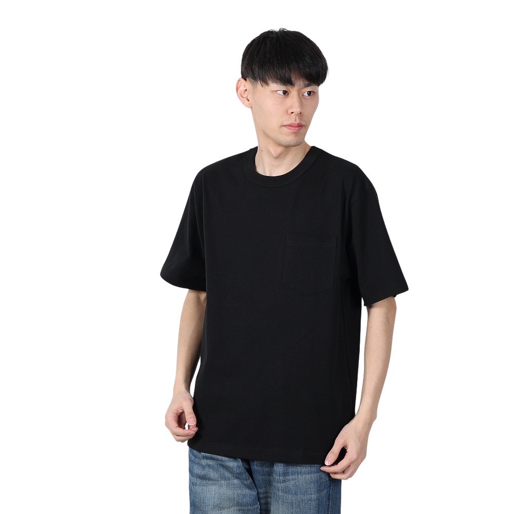 ヘルスニット（Healthknit）（メンズ）マックスウェイト クルーネック 半袖ポケットTシャツ 51021 BLK