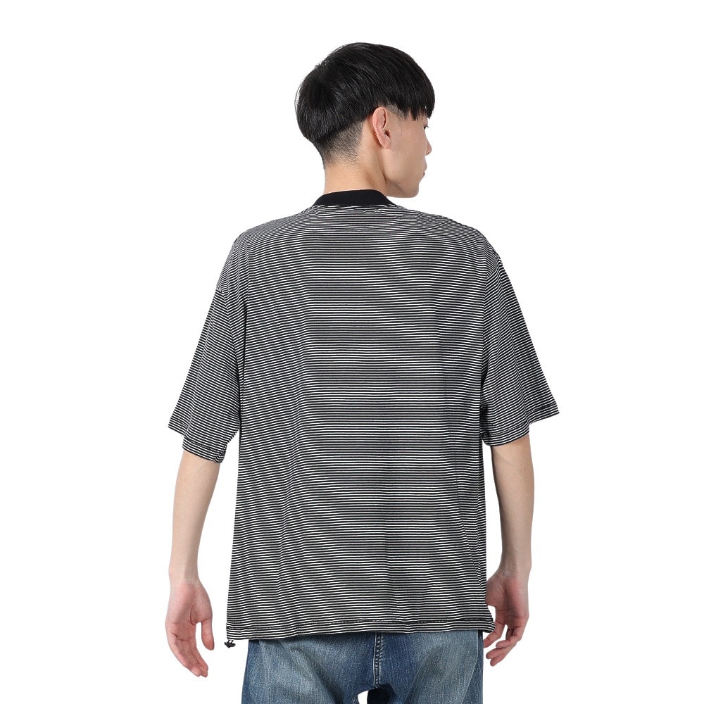 ヘルスニット（Healthknit）（メンズ）ナローボーダー ワイドクルーネック 半袖Tシャツ 51033 BLK/NAT