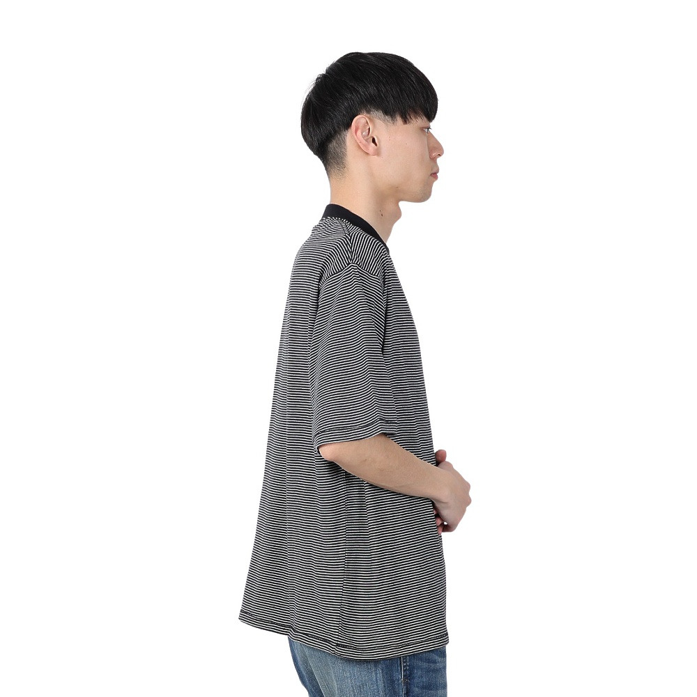 ヘルスニット（Healthknit）（メンズ）ナローボーダー ワイドクルーネック 半袖Tシャツ 51033 BLK/NAT