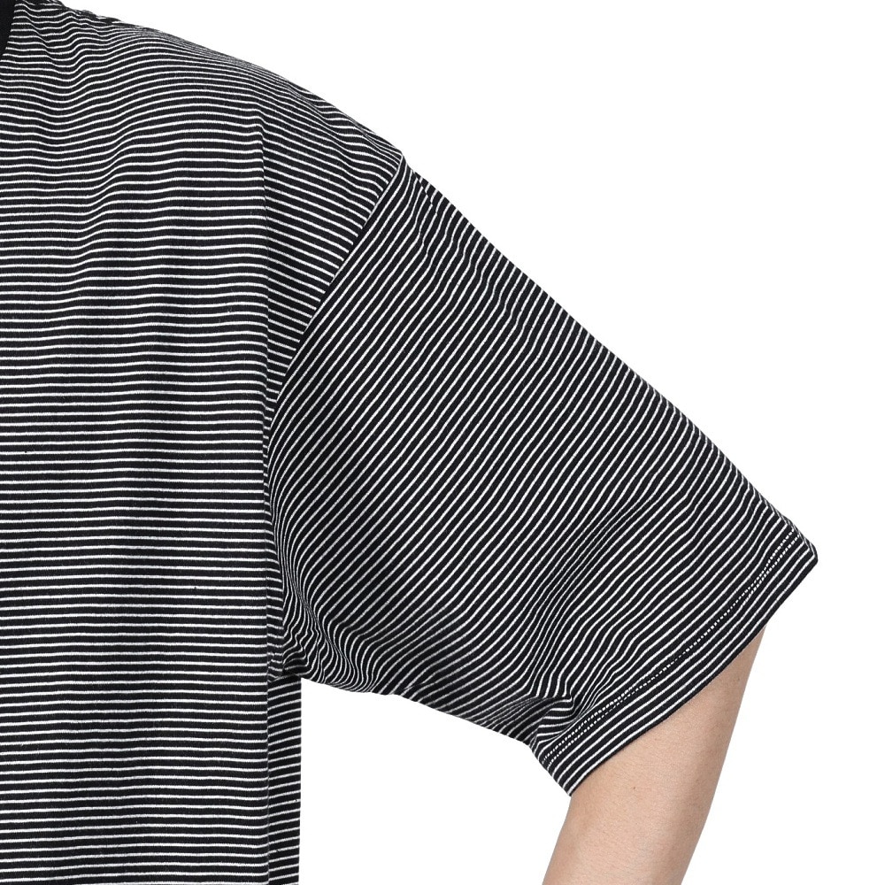 ヘルスニット（Healthknit）（メンズ）ナローボーダー ワイドクルーネック 半袖Tシャツ 51033 BLK/NAT