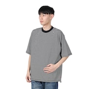 (メンズ)ナローボーダー ワイドクルーネック 半袖Tシャツ 51033 BLK/NAT