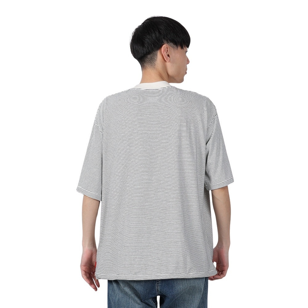 ヘルスニット（Healthknit）（メンズ）ナローボーダー ワイドクルーネック 半袖Tシャツ 51033 NAT/BLK