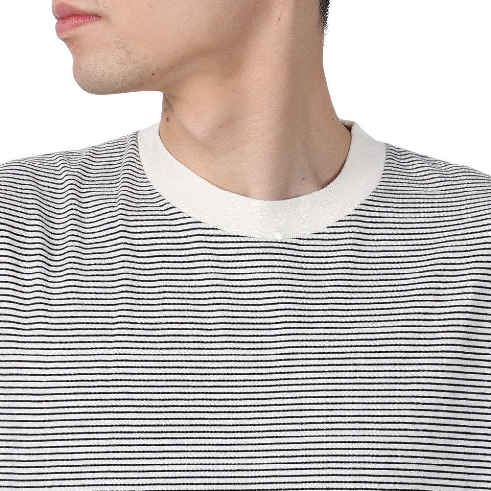 ヘルスニット（Healthknit）（メンズ）ナローボーダー ワイドクルーネック 半袖Tシャツ 51033 NAT/BLK