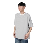 (メンズ)ナローボーダー ワイドクルーネック 半袖Tシャツ 51033 NAT/BLK