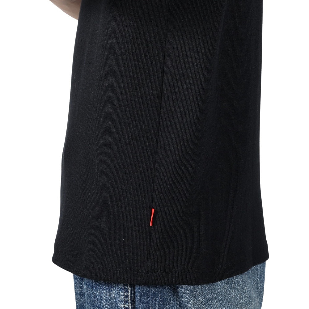 ヘルスニット（Healthknit）（メンズ）ヘビーウェイトリブ ヘンリーネック 半袖Tシャツ 53016 BLK