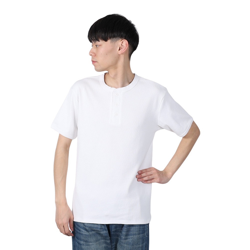 ヘルスニット（Healthknit）（メンズ）ヘビーウェイトリブ ヘンリーネック 半袖Tシャツ 53016 OFF