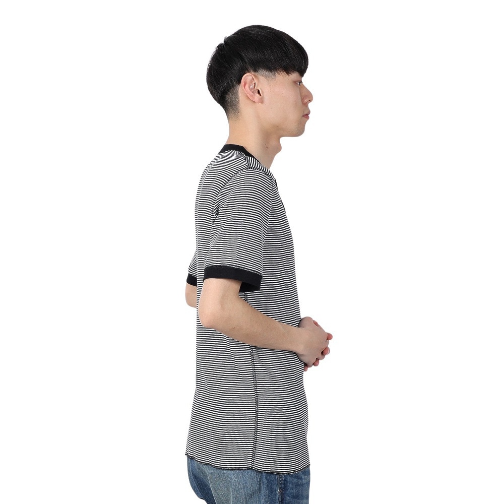 ヘルスニット（Healthknit）（メンズ）ベーシックワッフル ヘンリーネック 半袖Tシャツ 601S BLK/OFF