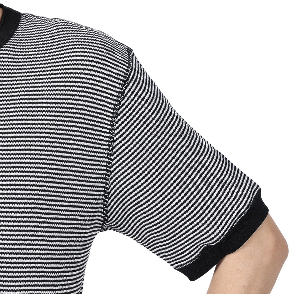 ヘルスニット（Healthknit）（メンズ）ベーシックワッフル ヘンリーネック 半袖Tシャツ 601S BLK/OFF