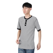 (メンズ)ベーシックワッフル ヘンリーネック 半袖Tシャツ 601S BLK/OFF