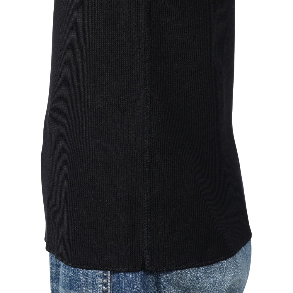 ヘルスニット（Healthknit）（メンズ）ベーシックワッフル ヘンリーネック 半袖Tシャツ 601S BLK