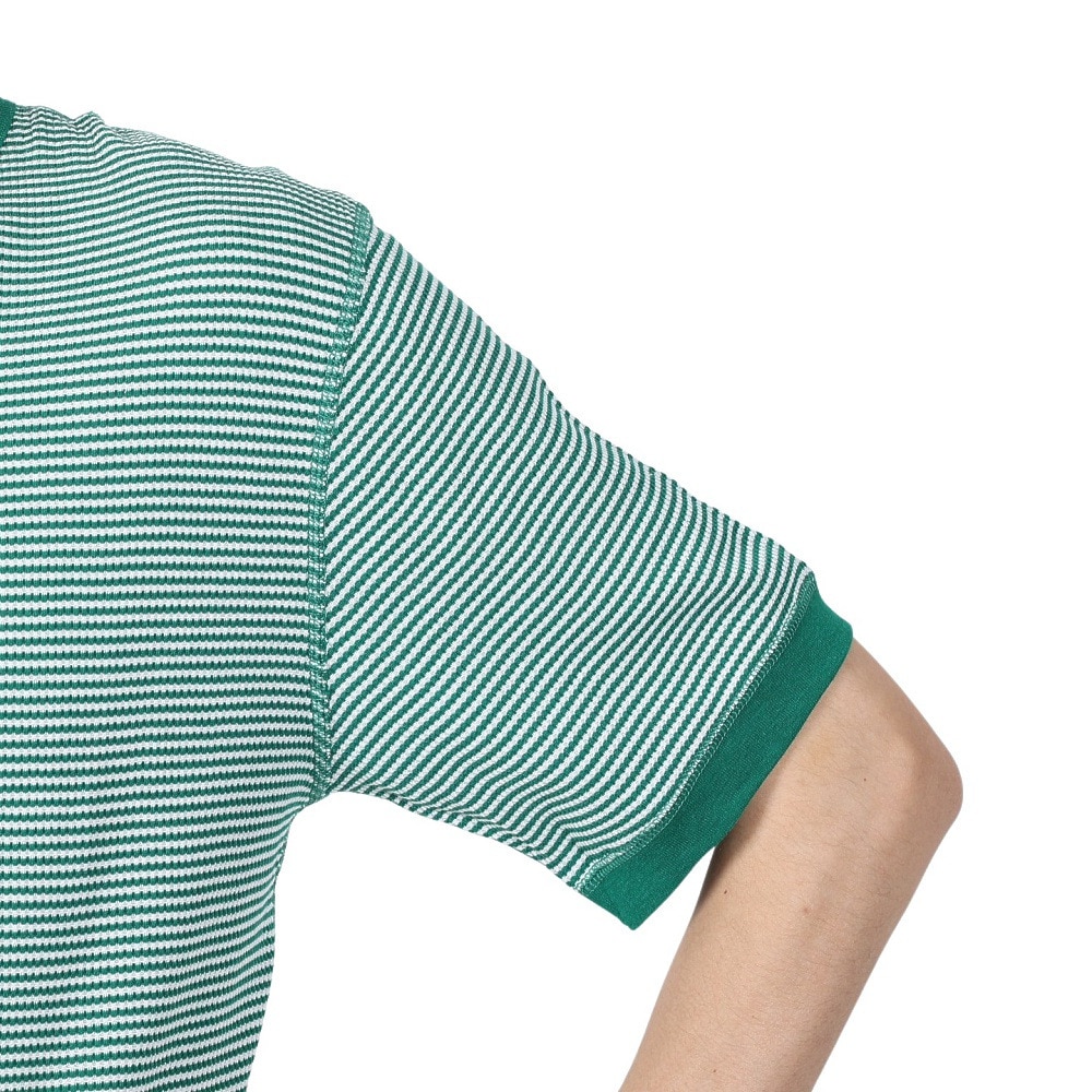 ヘルスニット（Healthknit）（メンズ）ベーシックワッフル ヘンリーネック 半袖Tシャツ 601S GRN/OFF