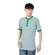 (メンズ)ベーシックワッフル ヘンリーネック 半袖Tシャツ 601S GRN/OFF