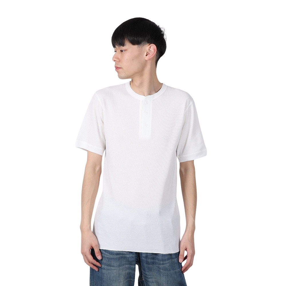 ヘルスニット（Healthknit）（メンズ）ベーシックワッフル ヘンリーネック 半袖Tシャツ 601S OFF