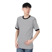 (メンズ)ベーシックワッフル クルーネック 半袖Tシャツ ボーダー 602S BLK/OFF