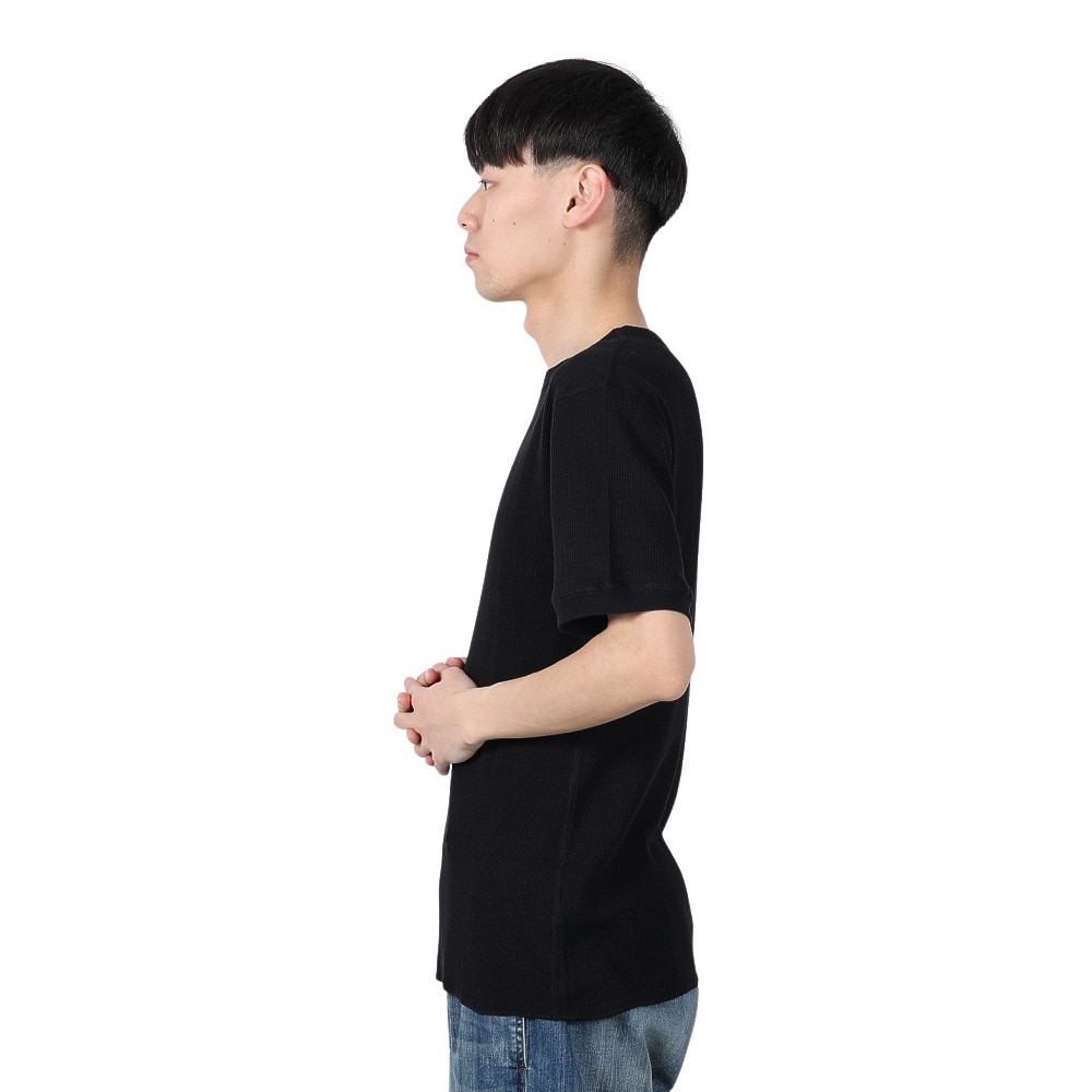 ヘルスニット（Healthknit）（メンズ）ベーシックワッフル クルーネック 半袖Tシャツ 602S BLK