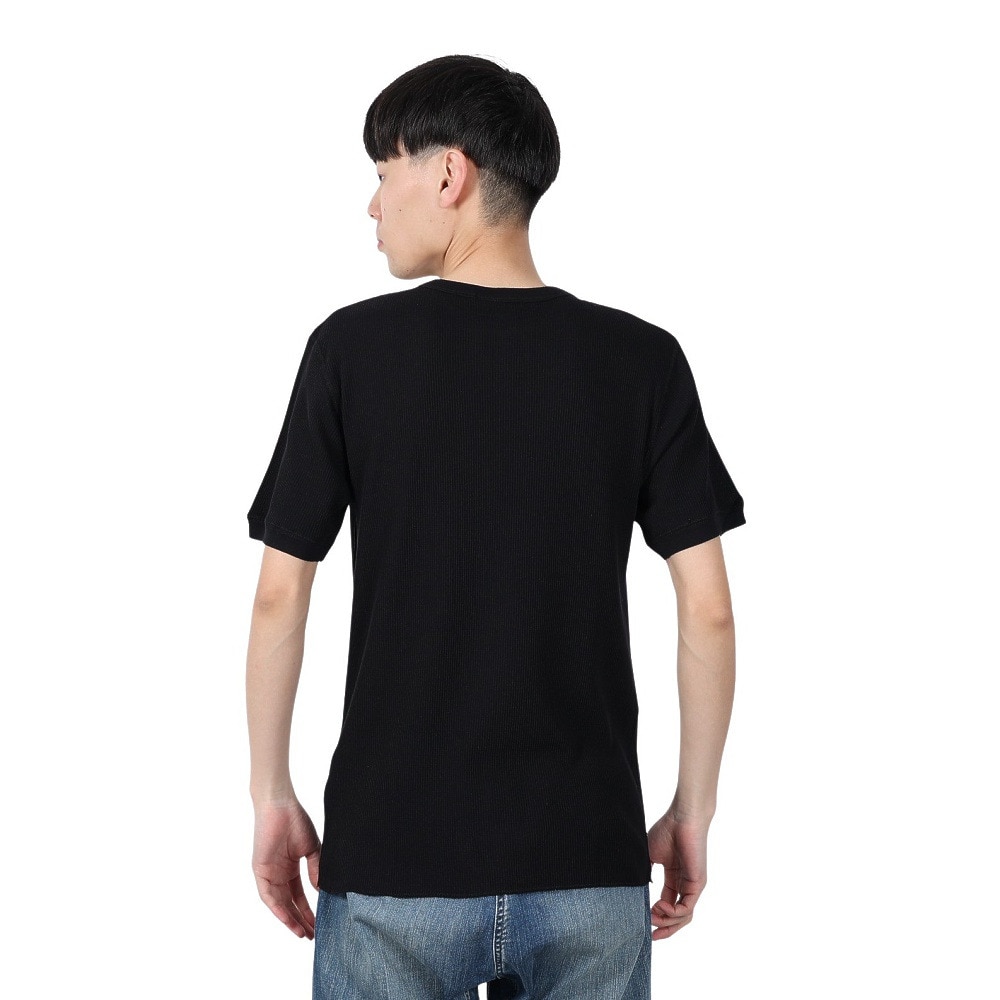 ヘルスニット（Healthknit）（メンズ）ベーシックワッフル クルーネック 半袖Tシャツ 602S BLK