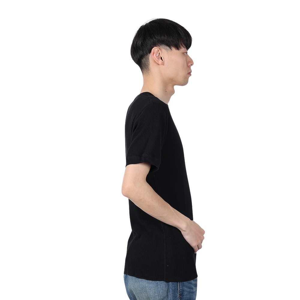 ヘルスニット（Healthknit）（メンズ）ベーシックワッフル クルーネック 半袖Tシャツ 602S BLK