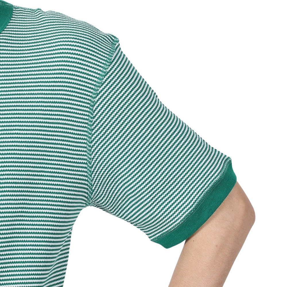ヘルスニット（Healthknit）（メンズ）ベーシックワッフル クルーネック 半袖Tシャツ ボーダー 602S GRN/OFF