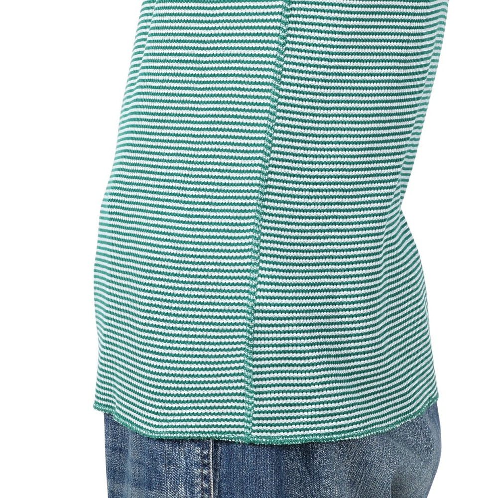 ヘルスニット（Healthknit）（メンズ）ベーシックワッフル クルーネック 半袖Tシャツ ボーダー 602S GRN/OFF