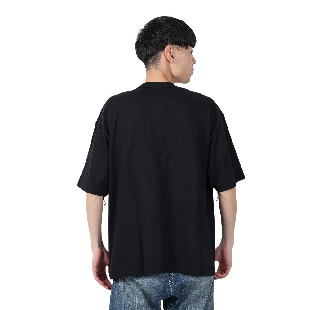 ヘルスニット（Healthknit）（メンズ）U.S.A.コットン ヘンリーネック半袖Tシャツ HR24S-M002 BLK