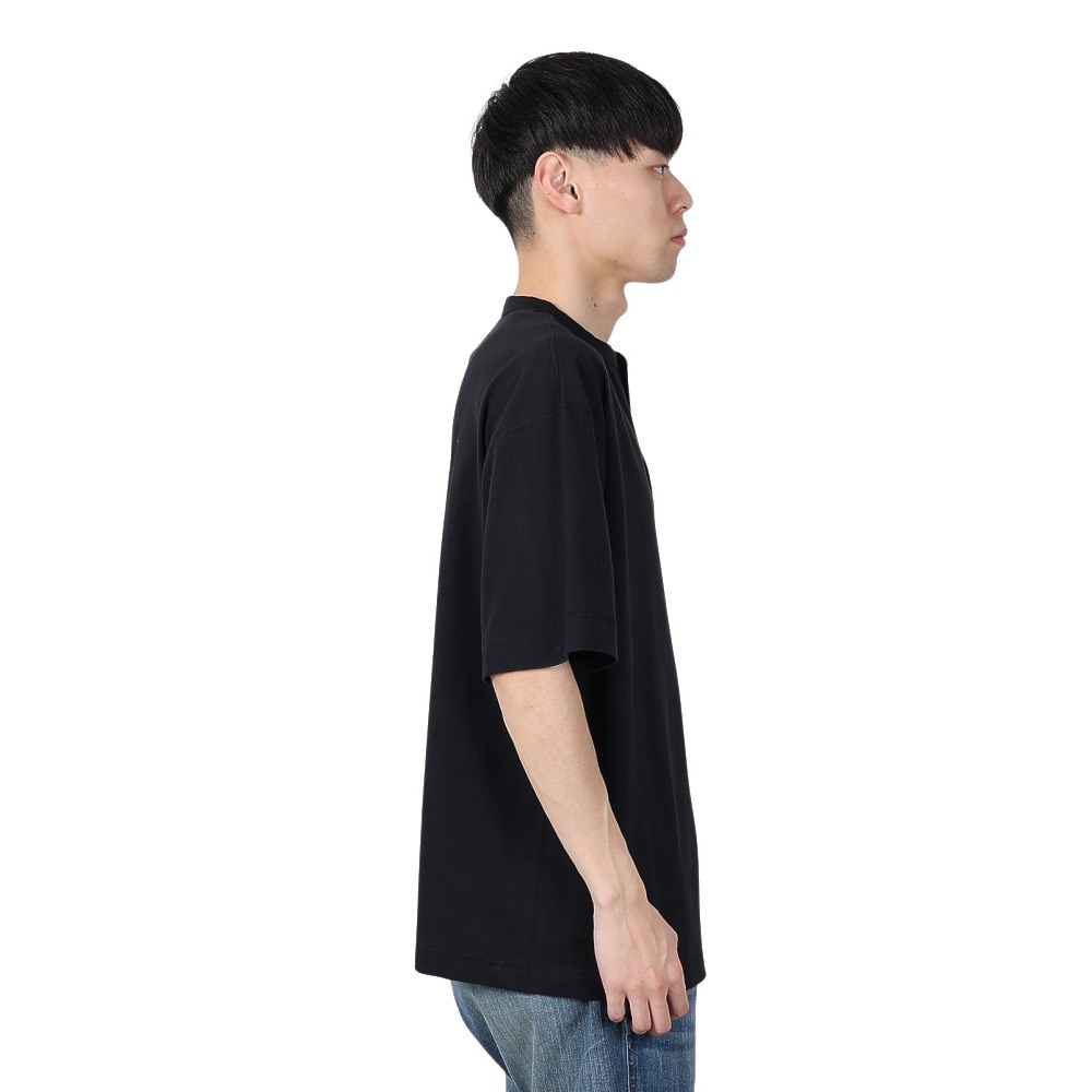 ヘルスニット（Healthknit）（メンズ）U.S.A.コットン ヘンリーネック半袖Tシャツ HR24S-M002 BLK