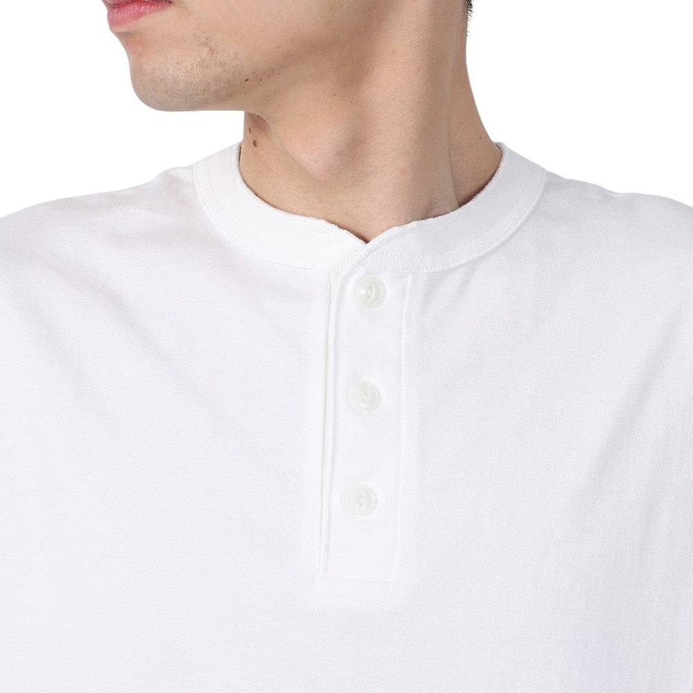 ヘルスニット（Healthknit）（メンズ）U.S.A.コットン ヘンリーネック半袖Tシャツ HR24S-M002 WHT