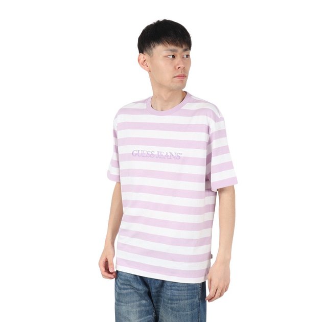 ゲス（GUESS）（メンズ）GUESS JEANS SS レギュラー ストライプ 半袖T 